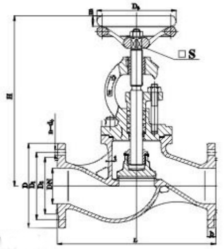 Drawing of GB T584 Marine Cast Steel Flanged Stop Valve Type A.jpg Drawing of GB T584 Marine Cast Steel Flanged Stop Valve Type A.jpg